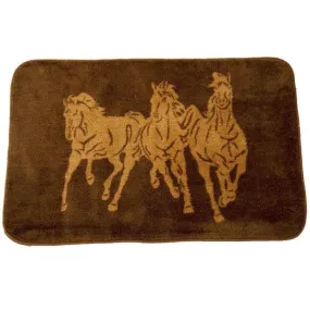 3-Horse Chocolate Kitchen/Bath Accent Rug