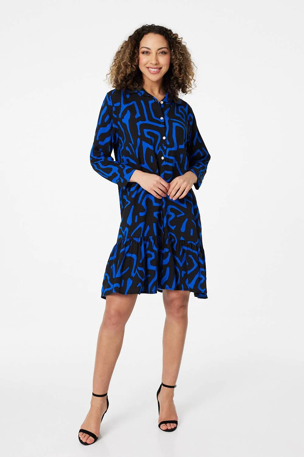 Abstract Print Mini Smock Dress