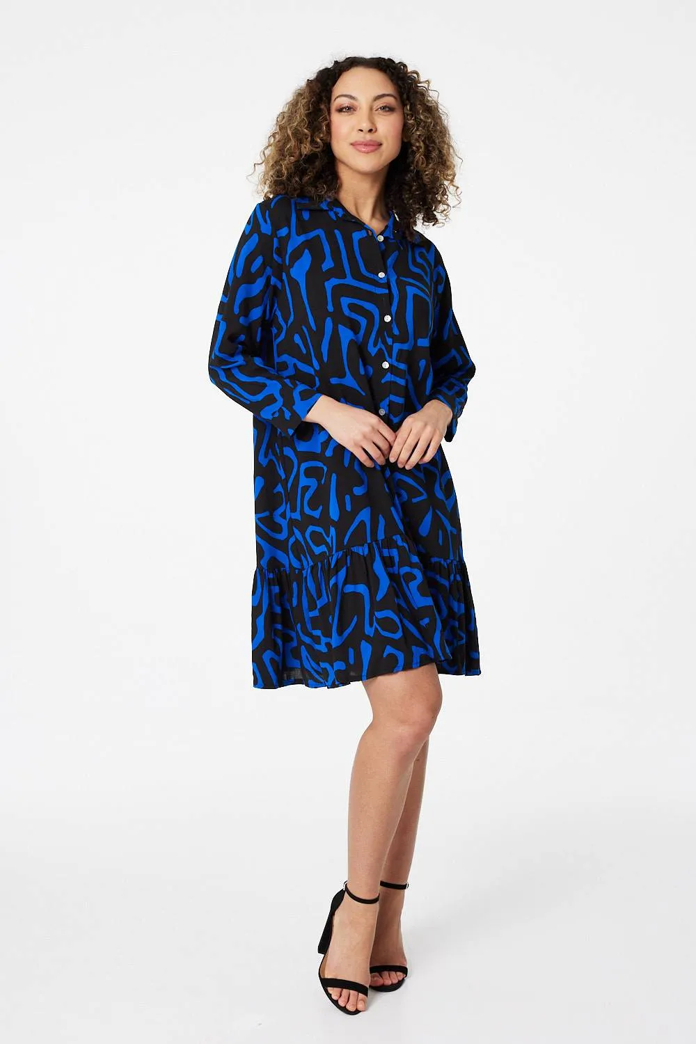 Abstract Print Mini Smock Dress