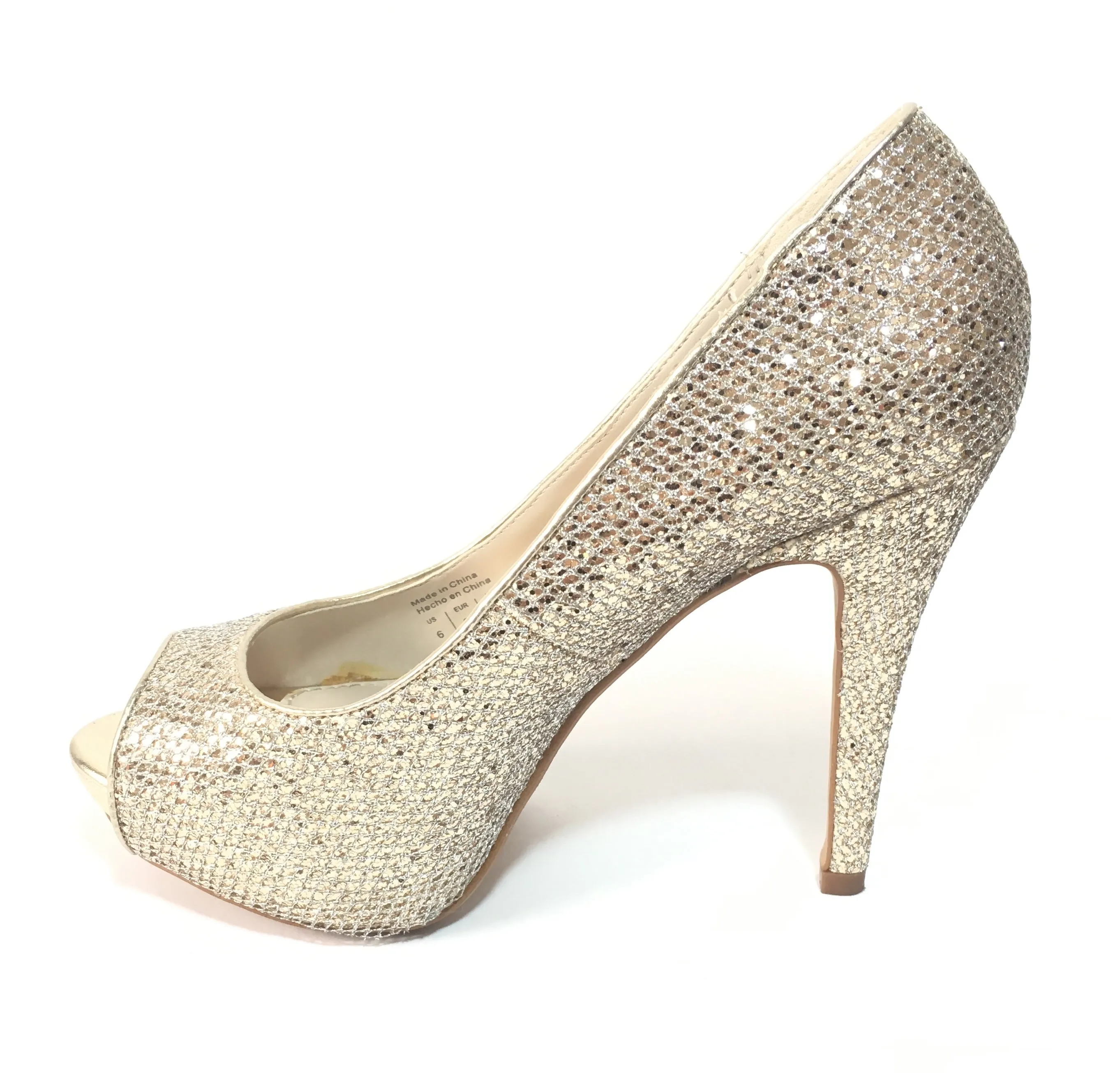 Aldo Gold & Silver Glitter Peep-toe Platform Pumps | Gently Used |