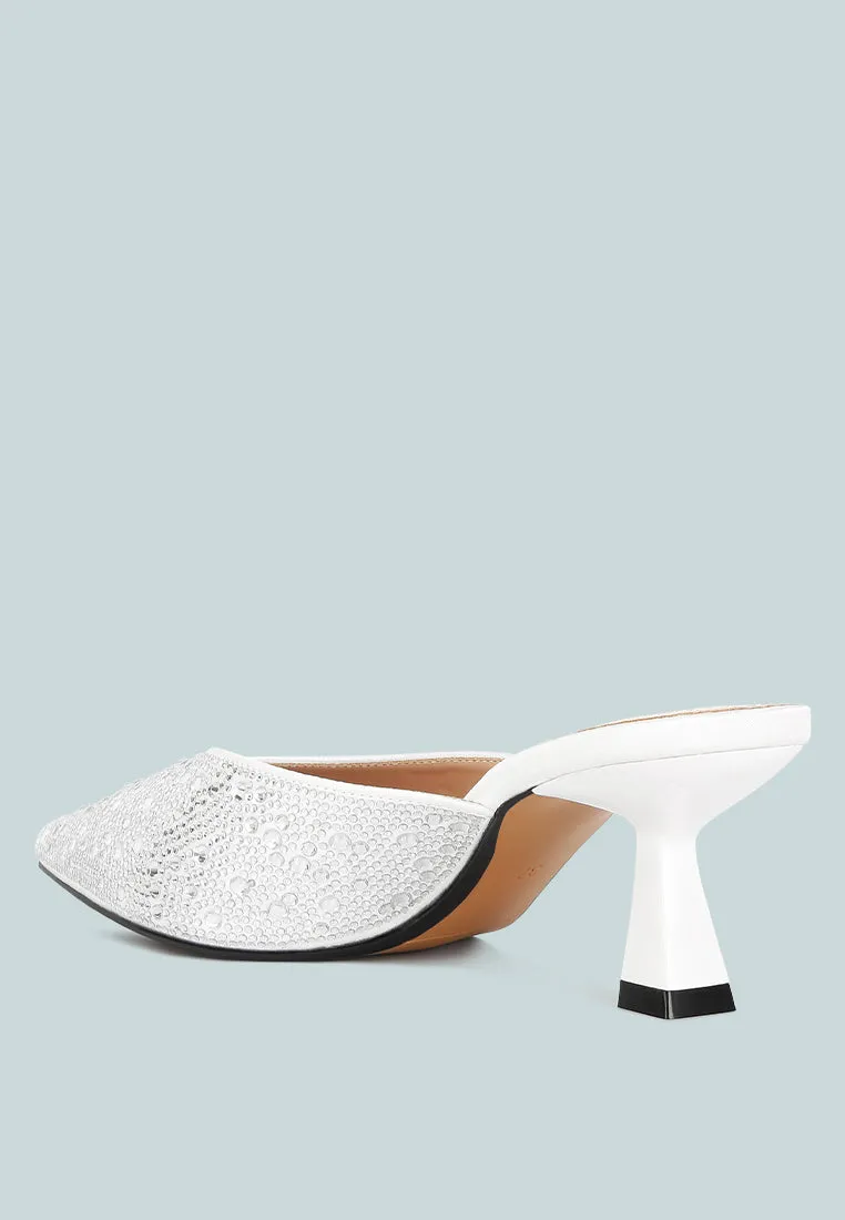 Aldora Rhinestones Embellished Satin Mules By Ruw