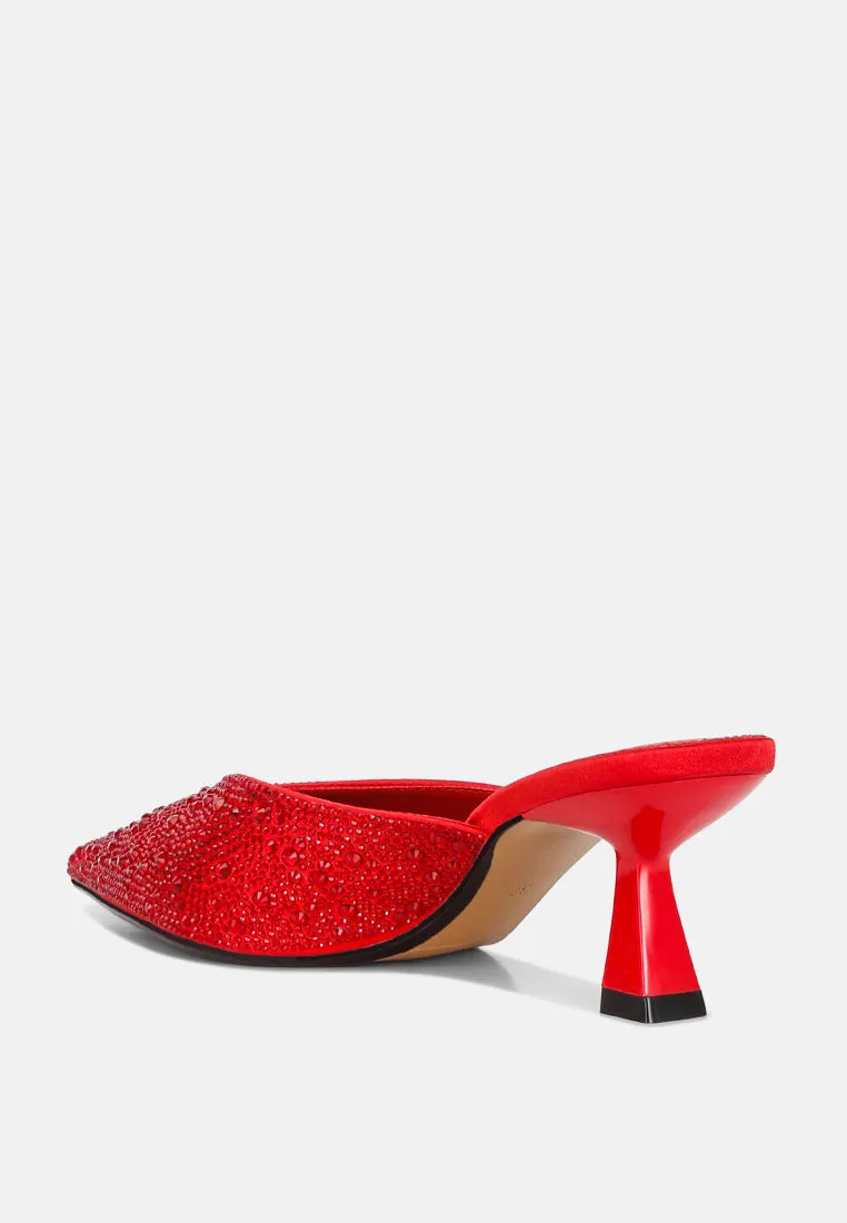 Aldora Rhinestones Embellished Satin Mules By Ruw