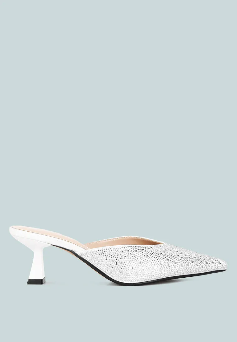 Aldora Rhinestones Embellished Satin Mules By Ruw