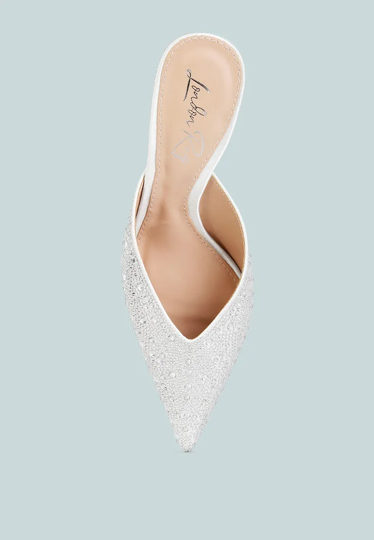 Aldora Rhinestones Embellished Satin Mules By Ruw