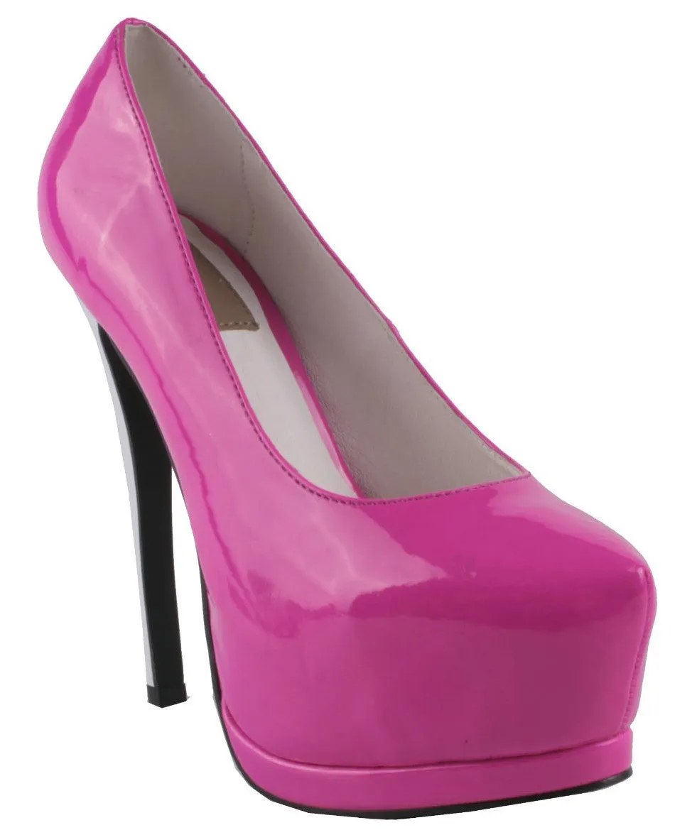 Almond-toe Patent Chunky Platform Stiletto Pump