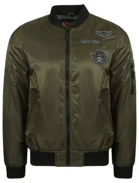 Amalfi Bomber Jacket with Flight Patches in Amazon Khaki - Tokyo Laundry