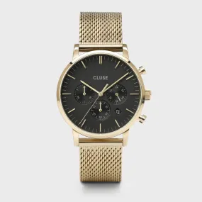 Aravis Chrono Mesh Black, Gold Colour