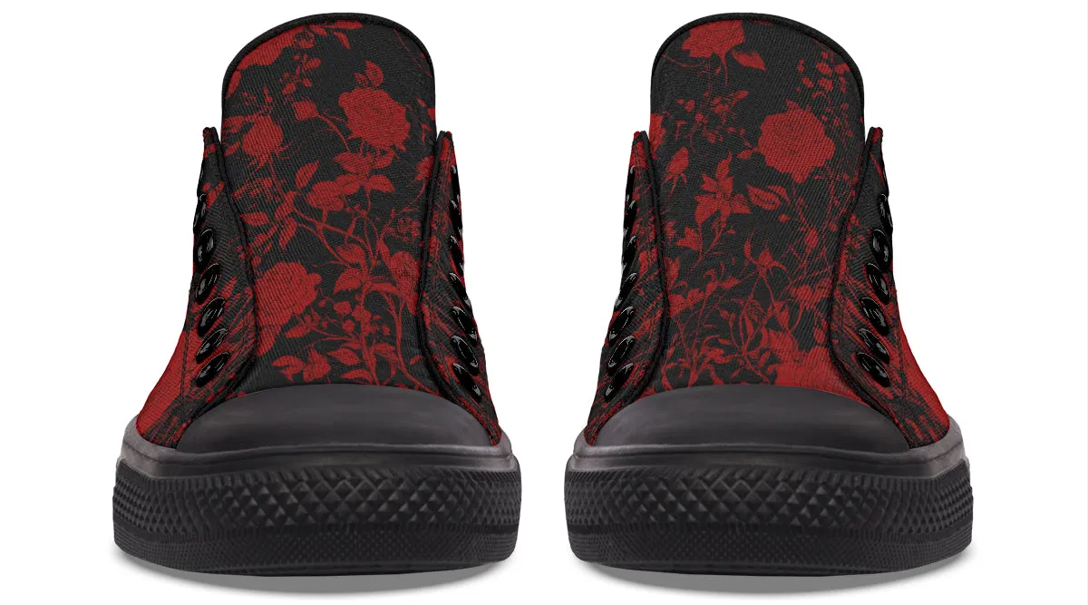 Blood Rose Romance Low Tops - Classic Premium Canvas Shoes with Comfortable and Durable Soles