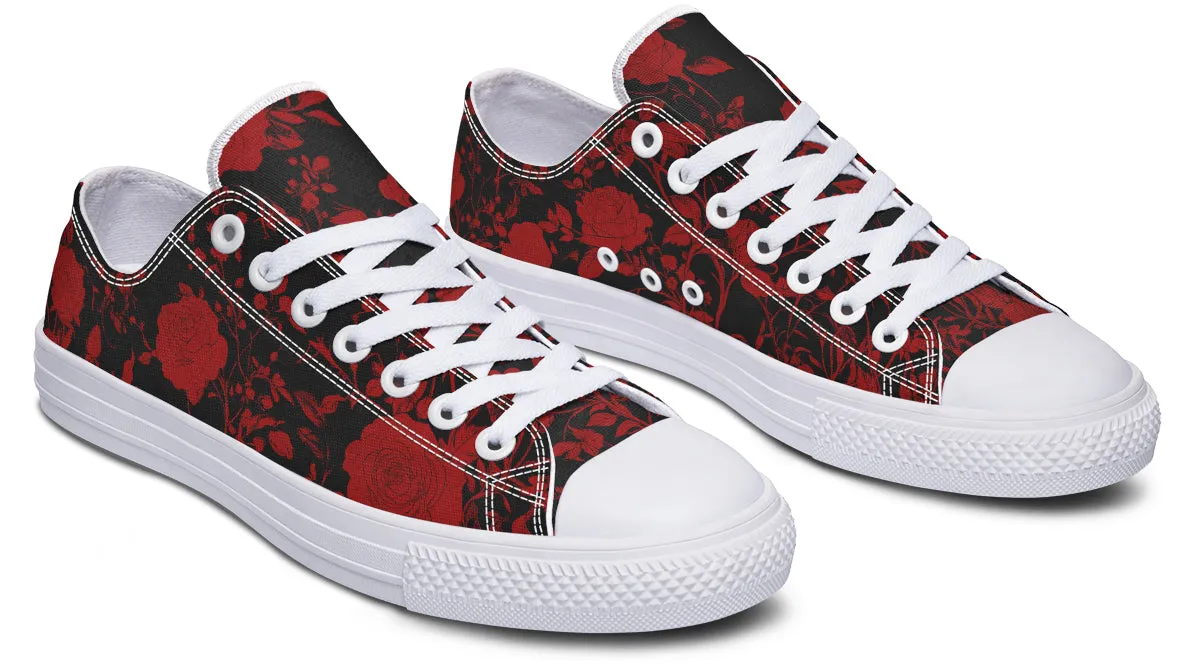 Blood Rose Romance Low Tops - Classic Premium Canvas Shoes with Comfortable and Durable Soles