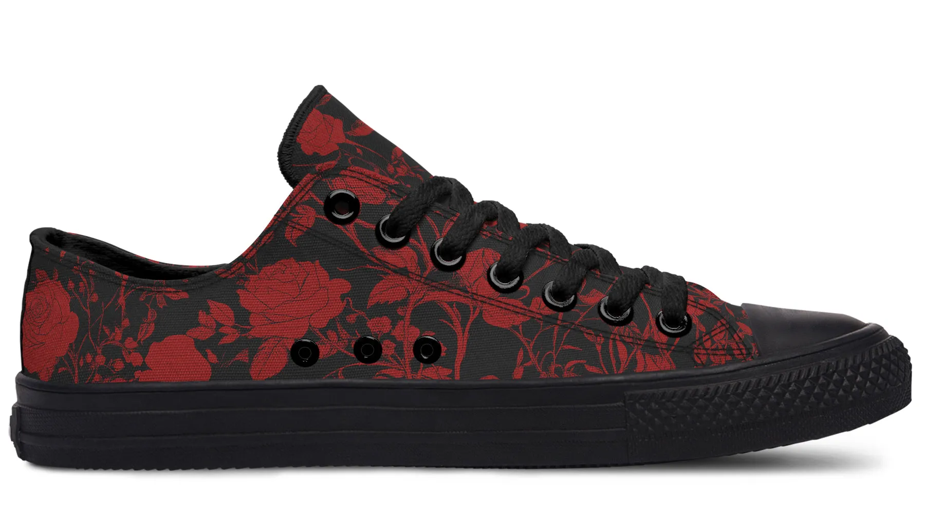 Blood Rose Romance Low Tops - Classic Premium Canvas Shoes with Comfortable and Durable Soles