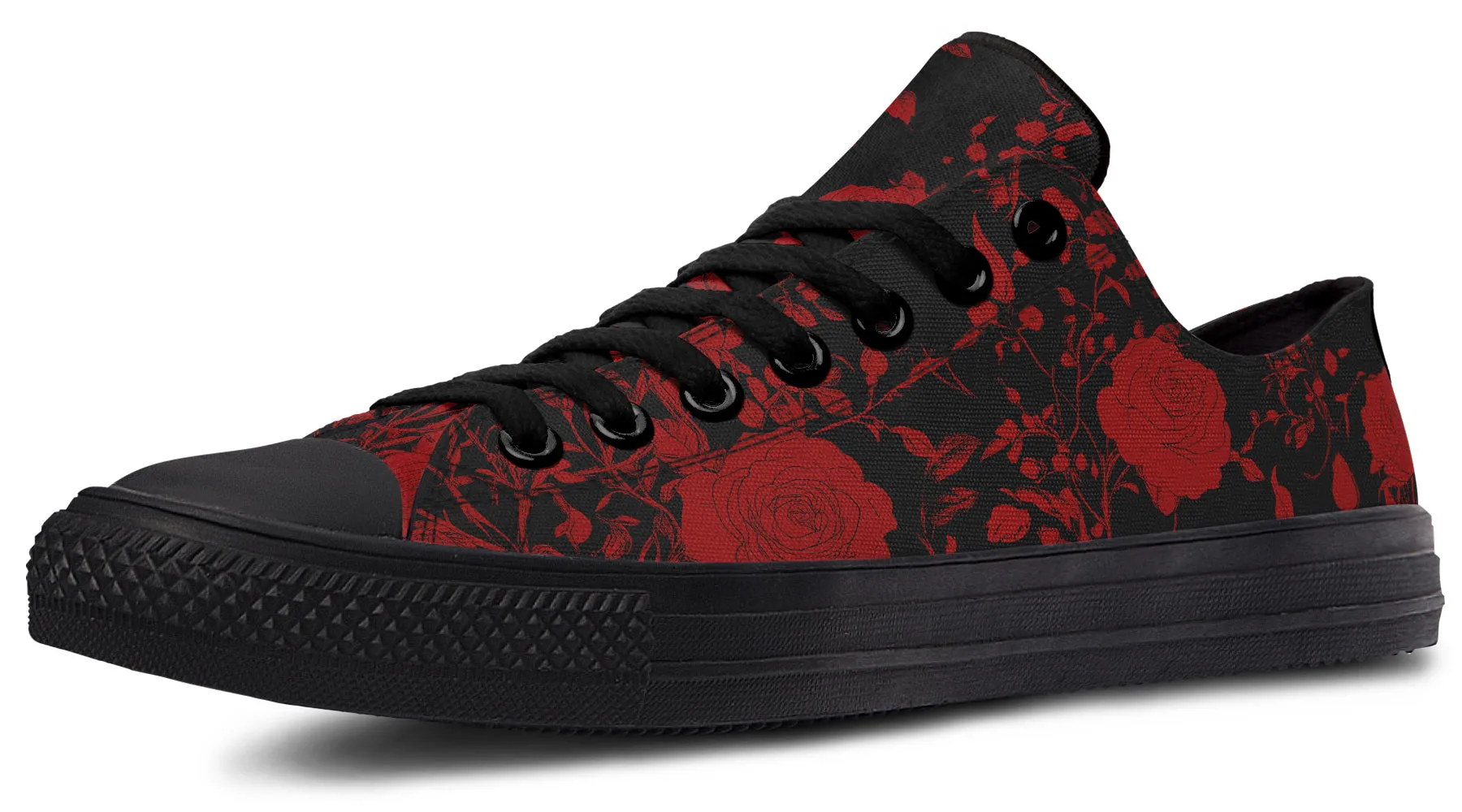 Blood Rose Romance Low Tops - Classic Premium Canvas Shoes with Comfortable and Durable Soles