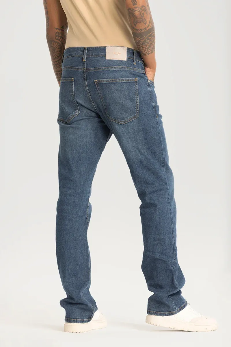 Blue Plain Straight Fit Jeans