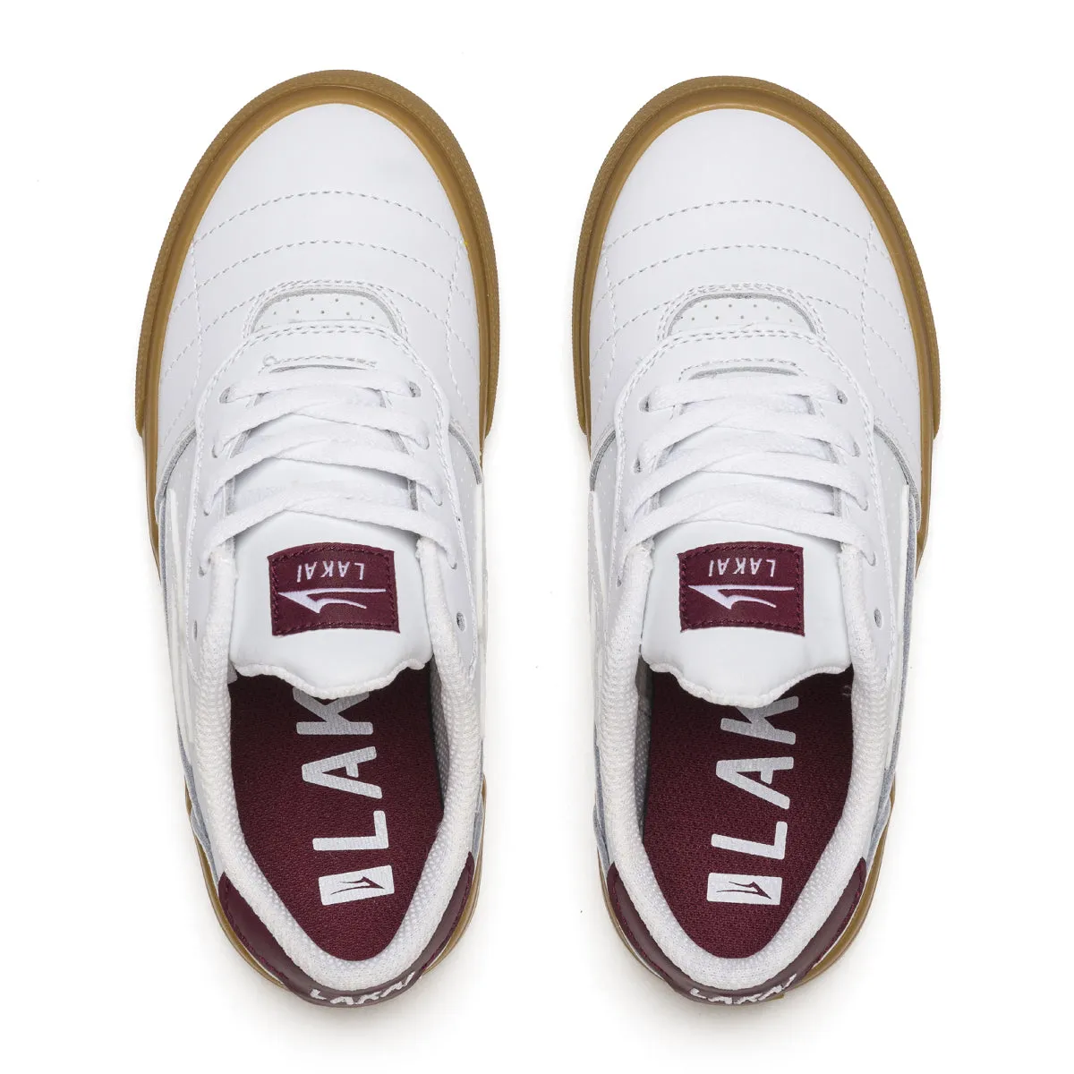 Cambridge Kids - White/Burgundy Leather