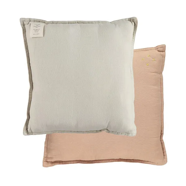 Camomile London Padded Cushion – Peach Blossom/Stone