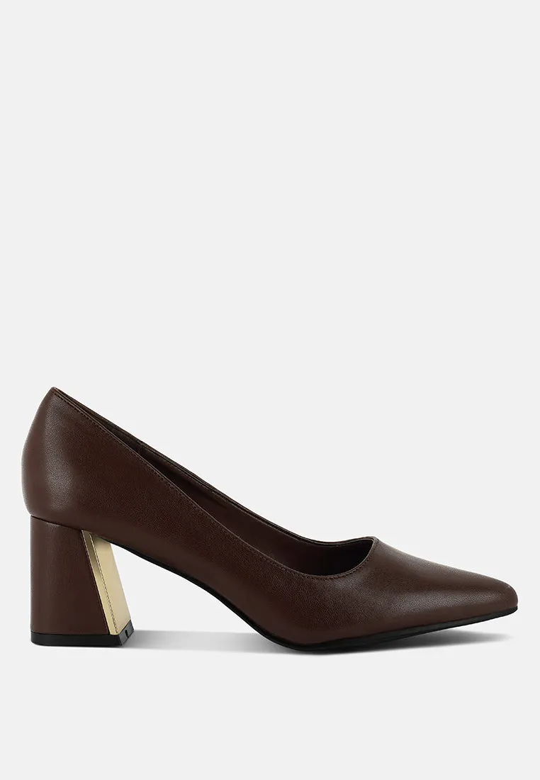 Casey Metallic Detail Block Heel Pumps