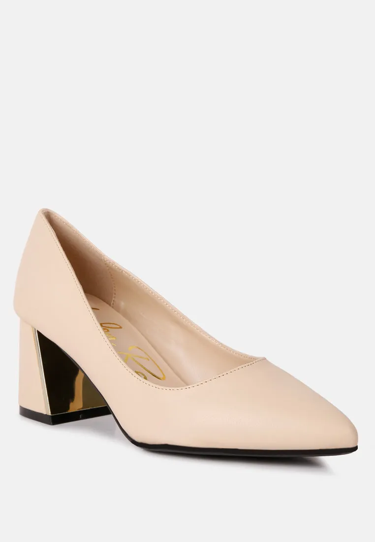 Casey Metallic Detail Block Heel Pumps