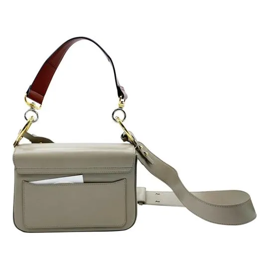 Chloé Small C Suede Trimmed Motty Grey Leather Shoulder Bag