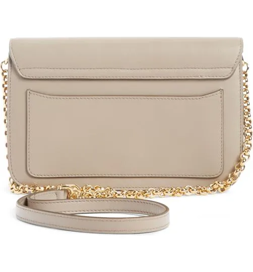 Chloe Shoulder Mini Motty Chain Wallet Grey Leather Cross Body Bag