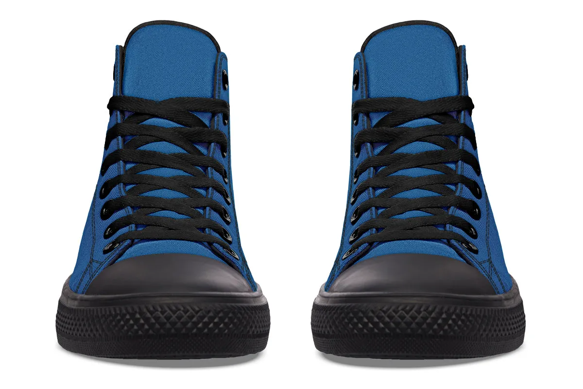 Cobalt Blue High Tops - Classic Premium Canvas Shoes with Comfortable and Durable Soles