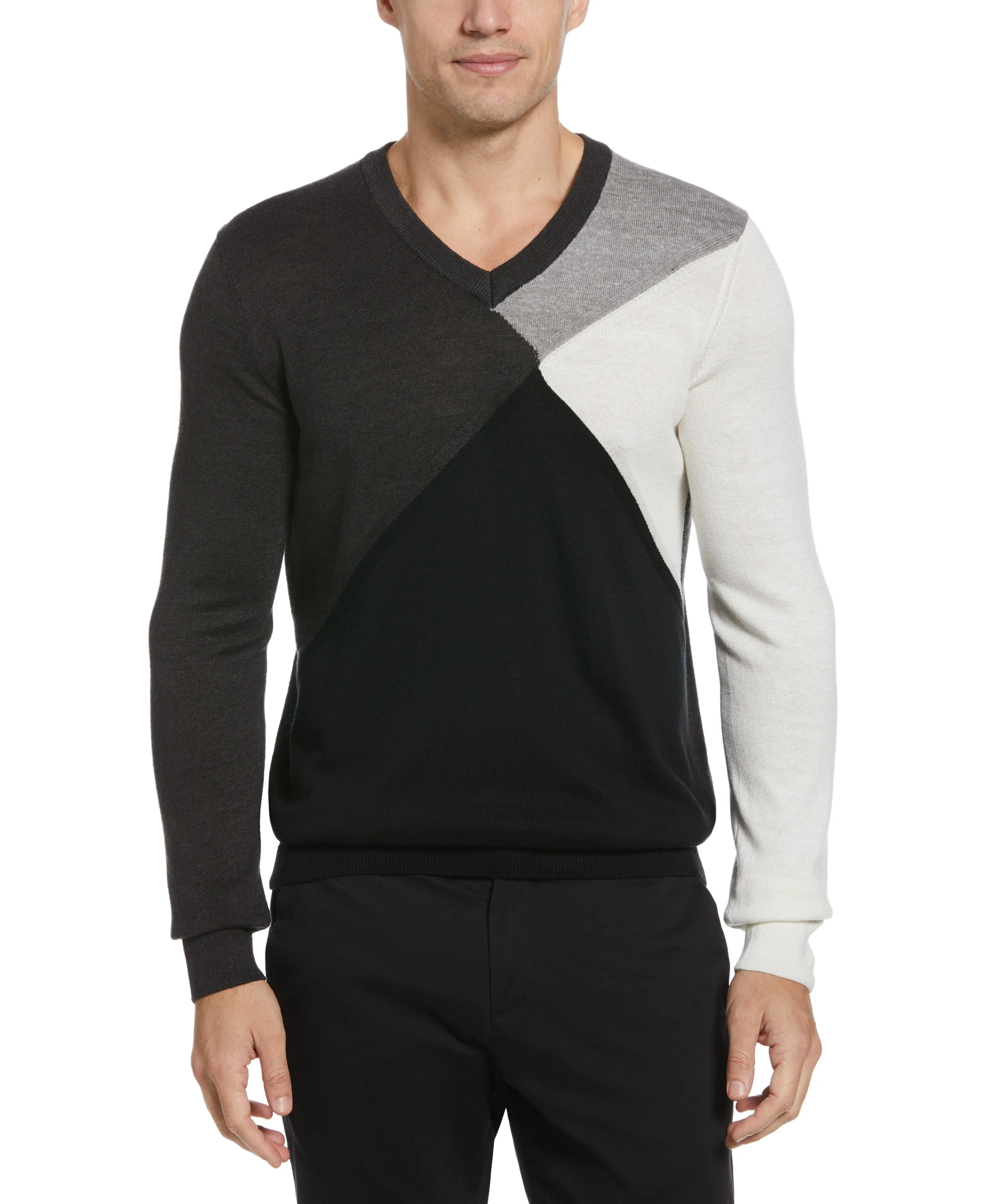 Color Block V-Neck Sweater