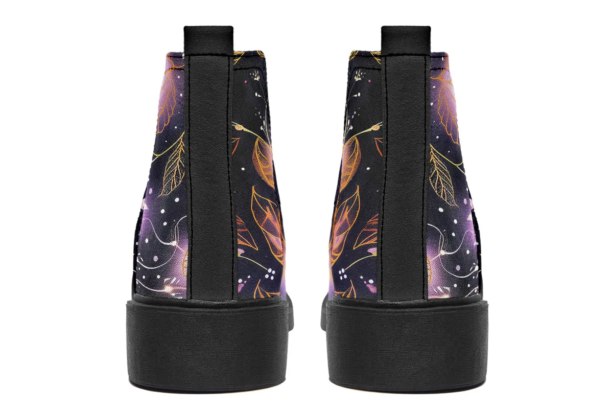 Cosmic Petals Chelsea Boots - Comfy Slip-On - Soft & Water-Resistant Micro-Suede Vegan Shoes