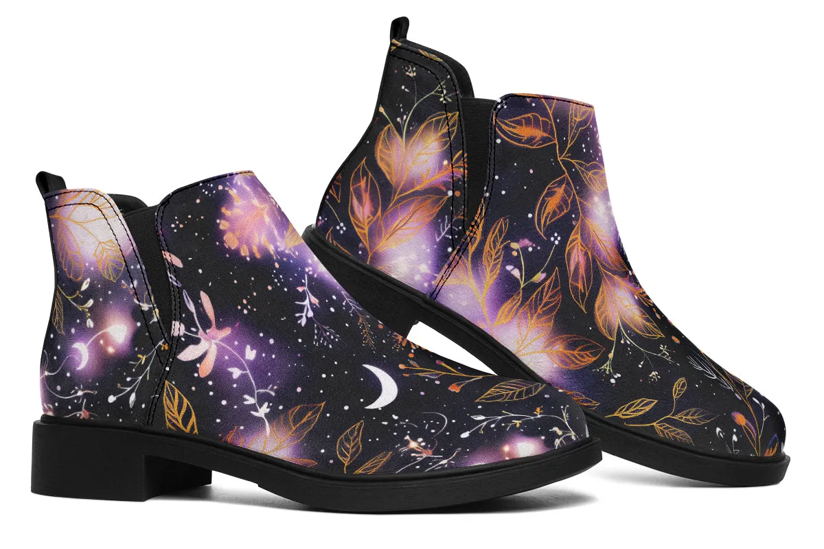 Cosmic Petals Chelsea Boots - Comfy Slip-On - Soft & Water-Resistant Micro-Suede Vegan Shoes