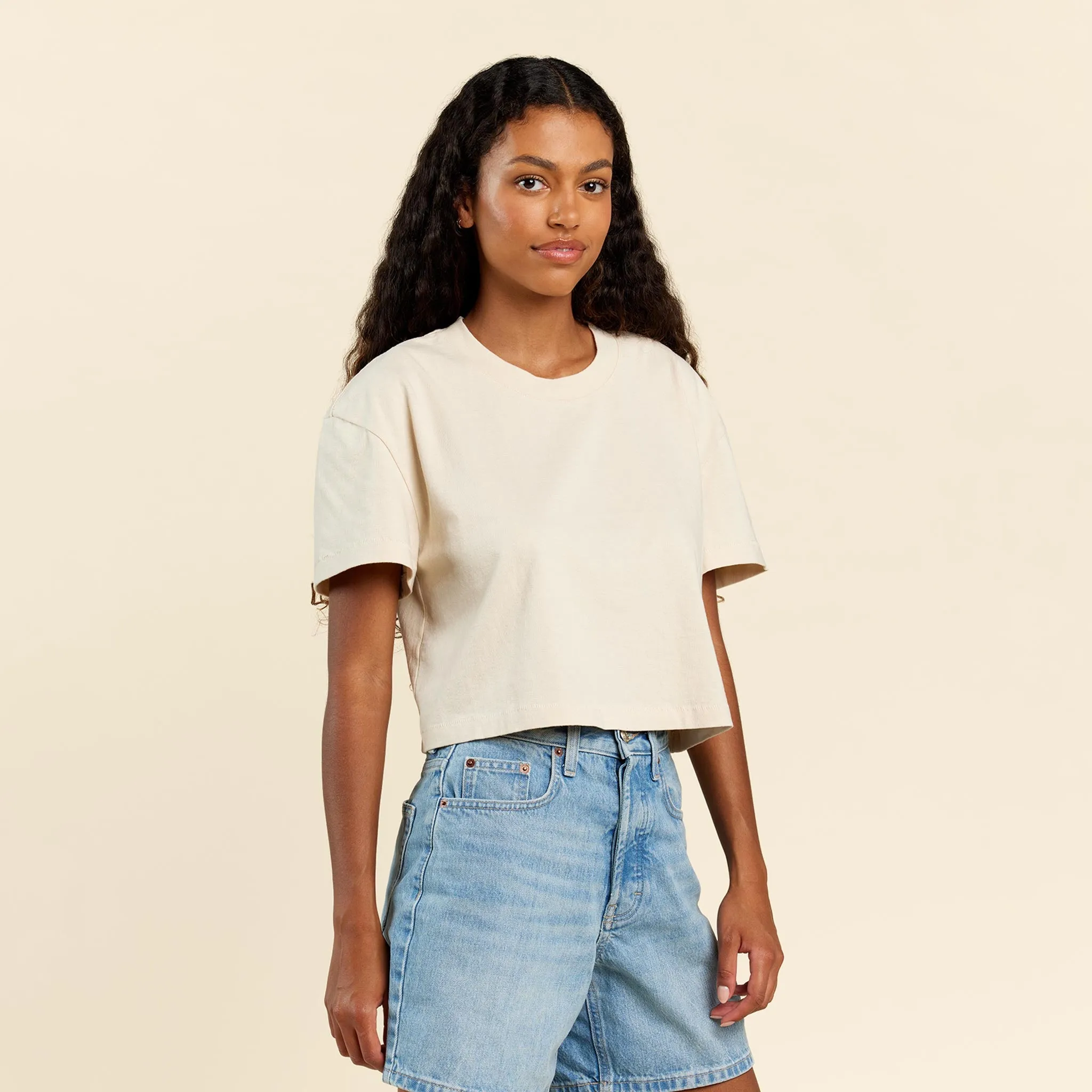 Cropped Tee | Bone