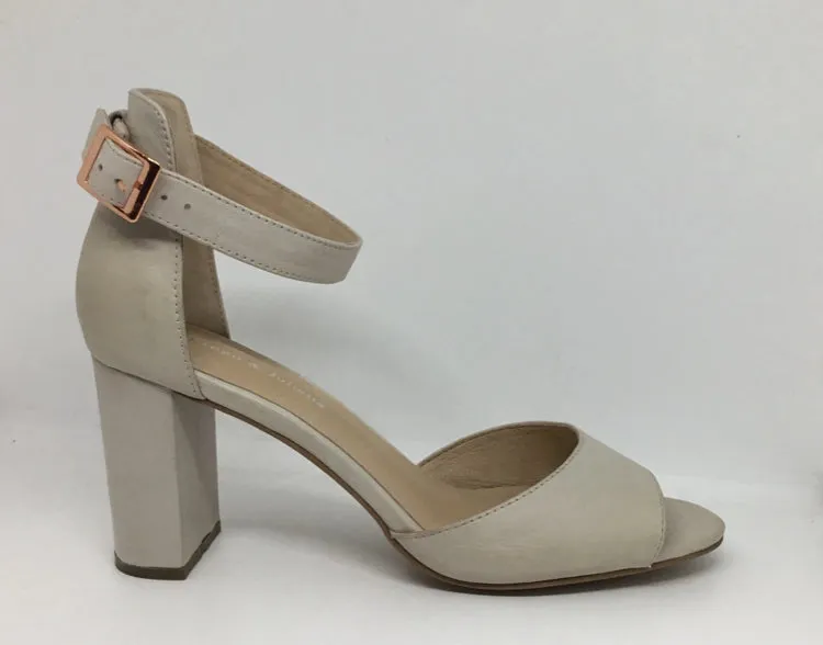 Django & Juliette Tilia Leather Heel ~ Nude ~ Light Pewter