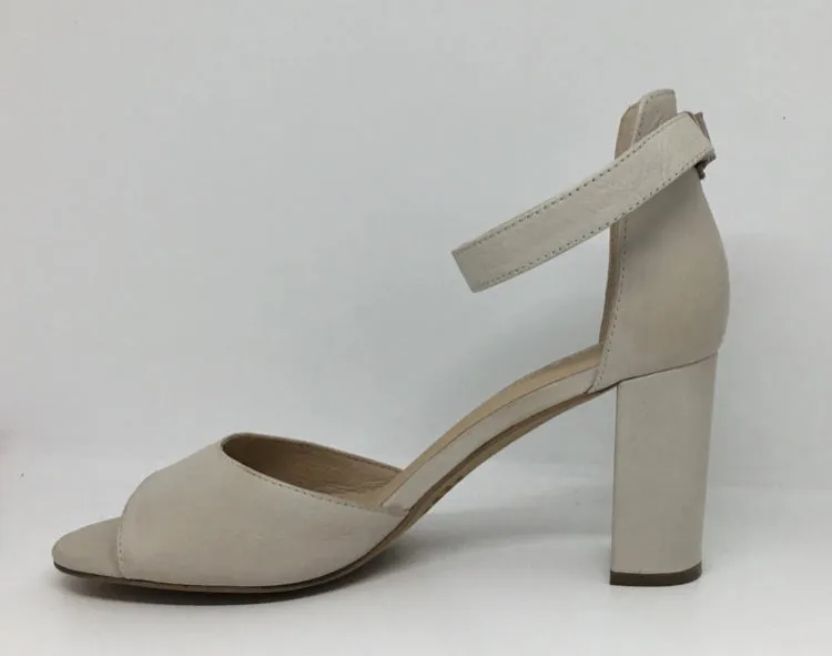 Django & Juliette Tilia Leather Heel ~ Nude ~ Light Pewter