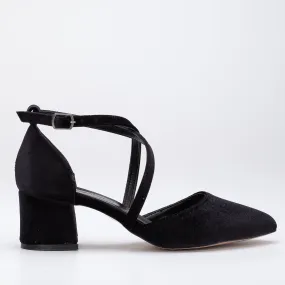 Dolly - Black Velvet Heels