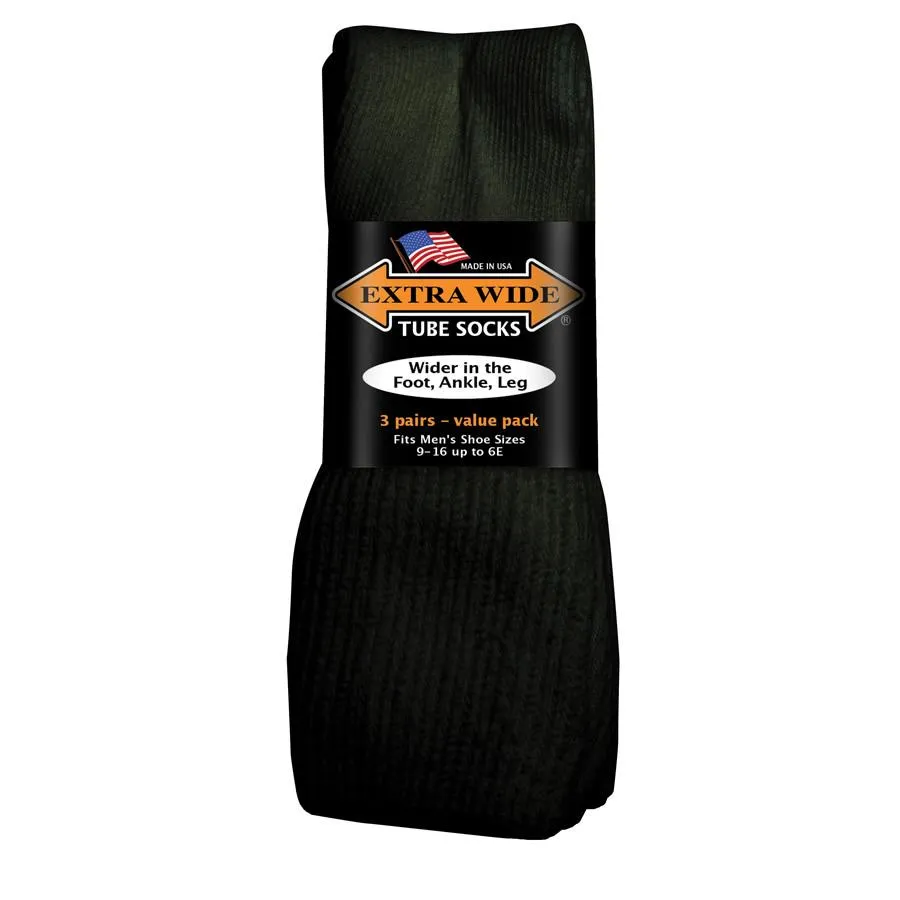 Extra Wide Tube Socks 3-PK