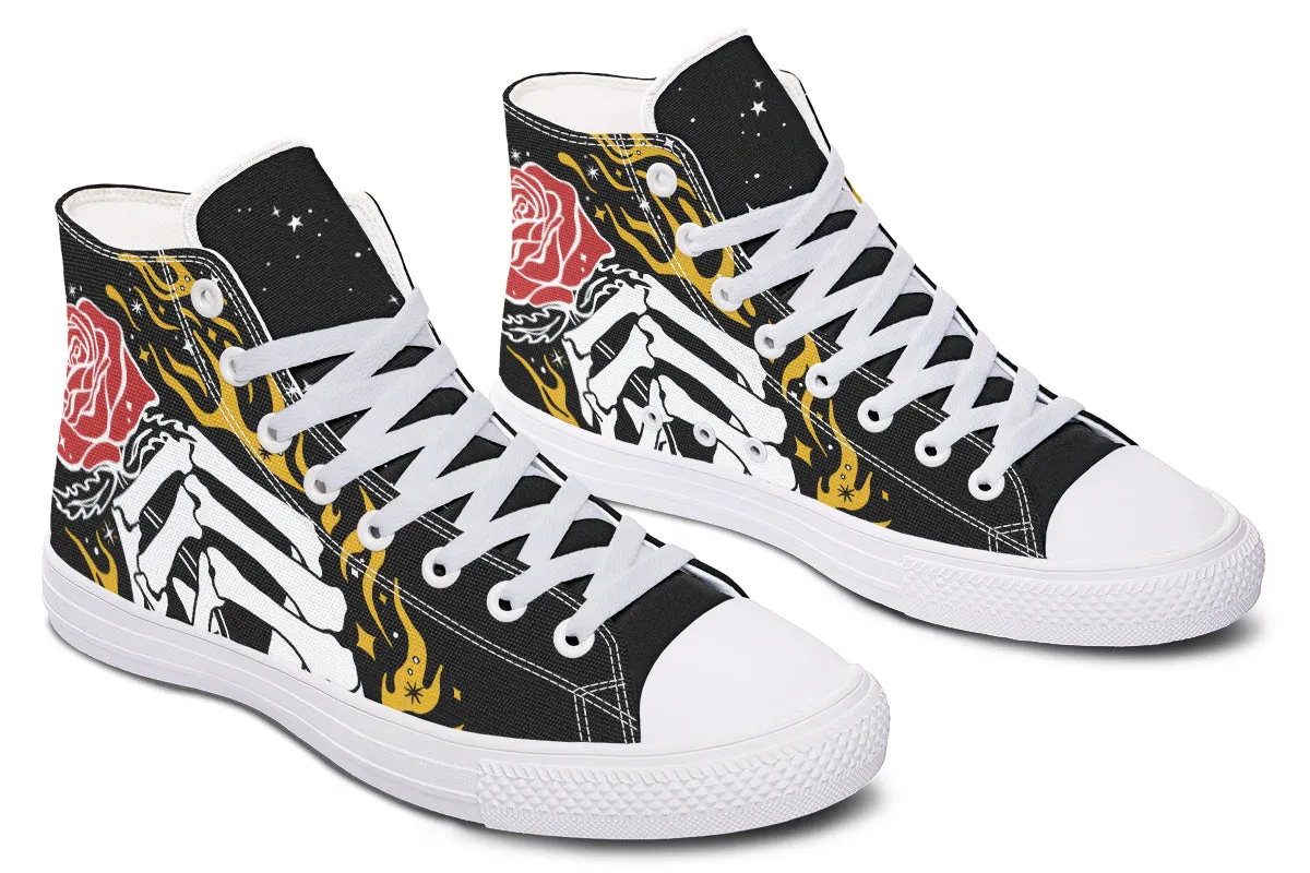 Forever Rose High Tops - Classic Premium Canvas Shoes with Comfortable and Durable Soles