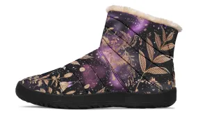 Galactic Bloom Comfy Winter Boots - Warm Vegan Boots with Side Zipper and Anti-Slip Soles