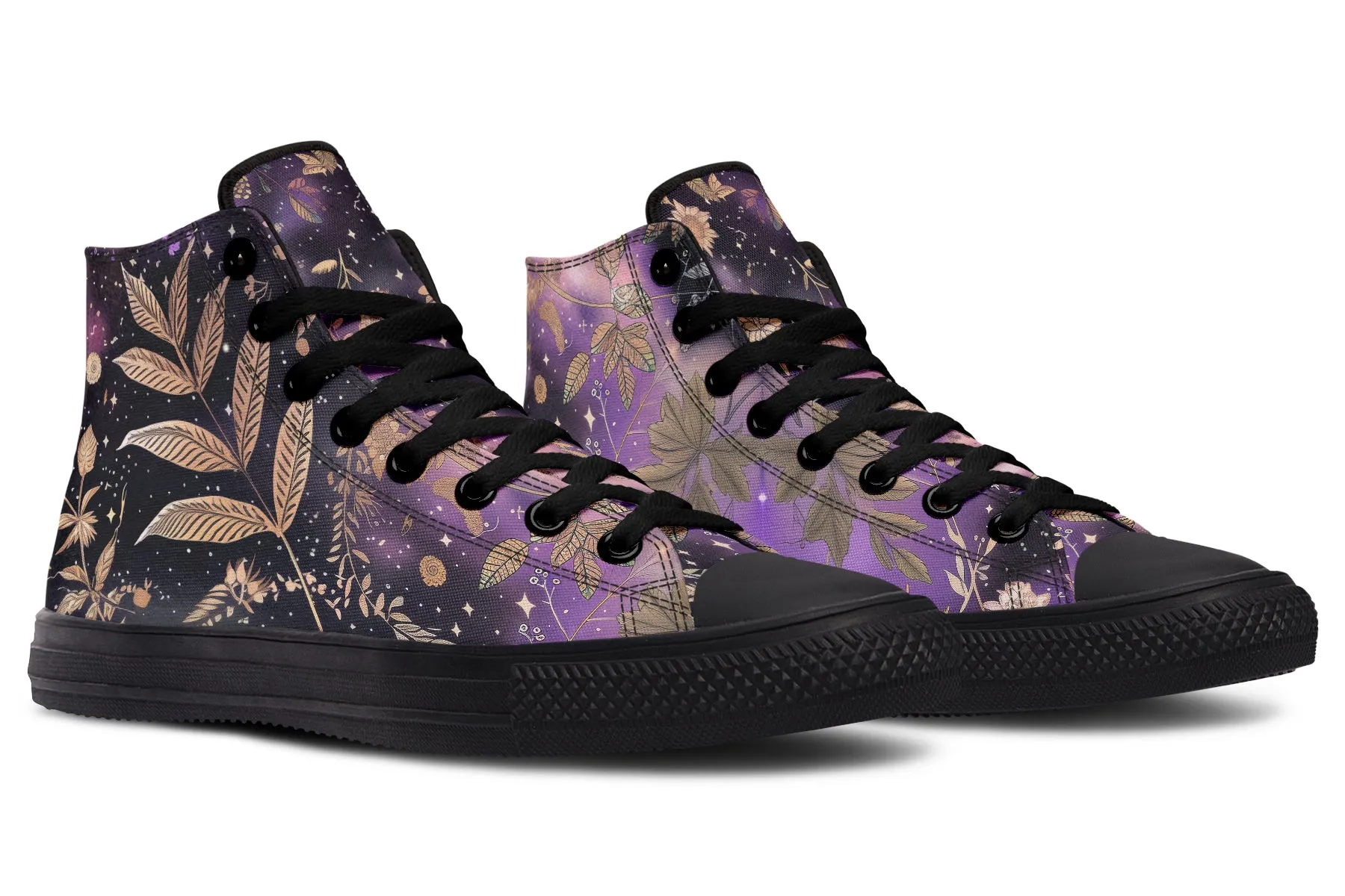 Galactic Bloom High Tops - Classic Premium Canvas Shoes with Comfortable and Durable Soles