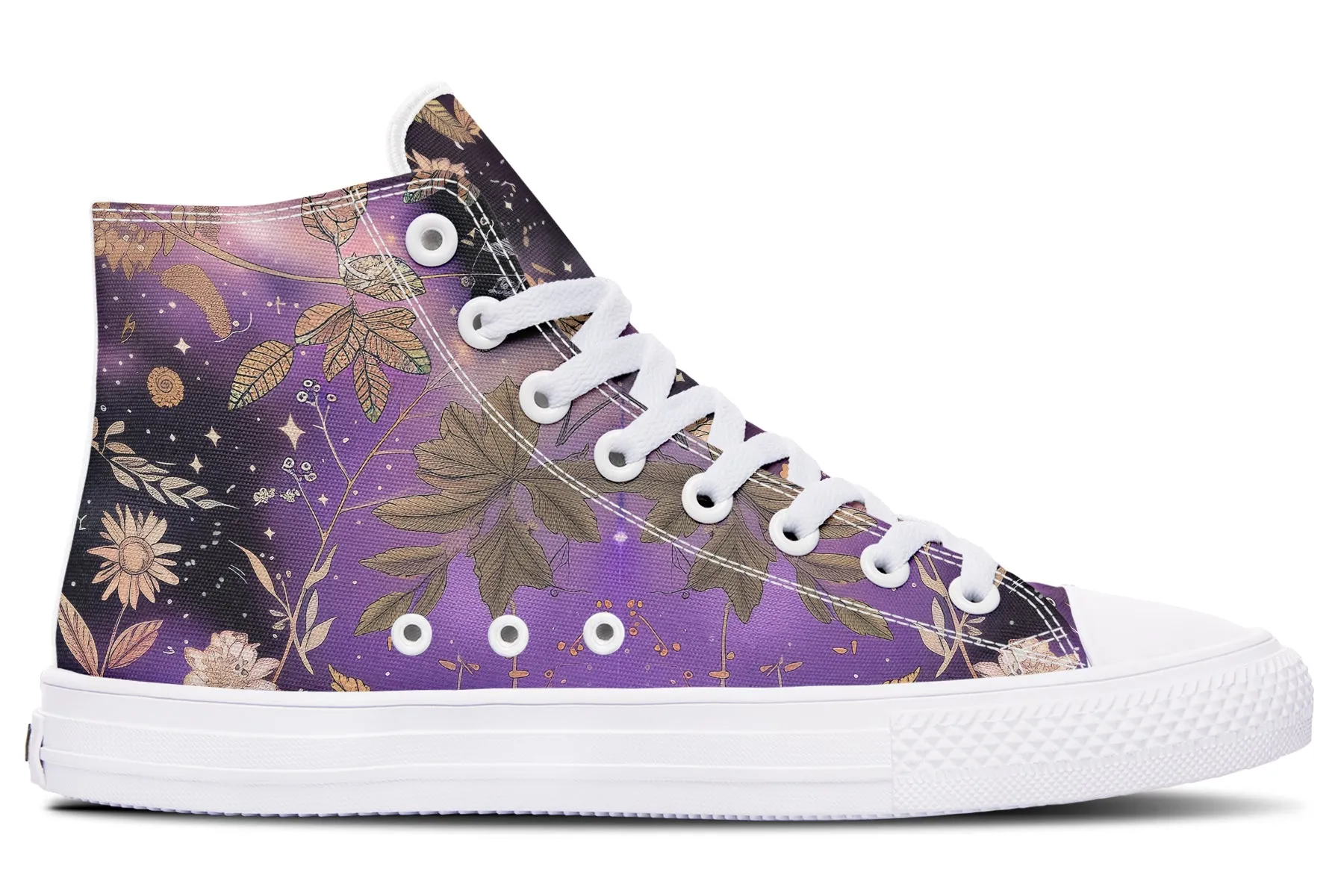 Galactic Bloom High Tops - Classic Premium Canvas Shoes with Comfortable and Durable Soles