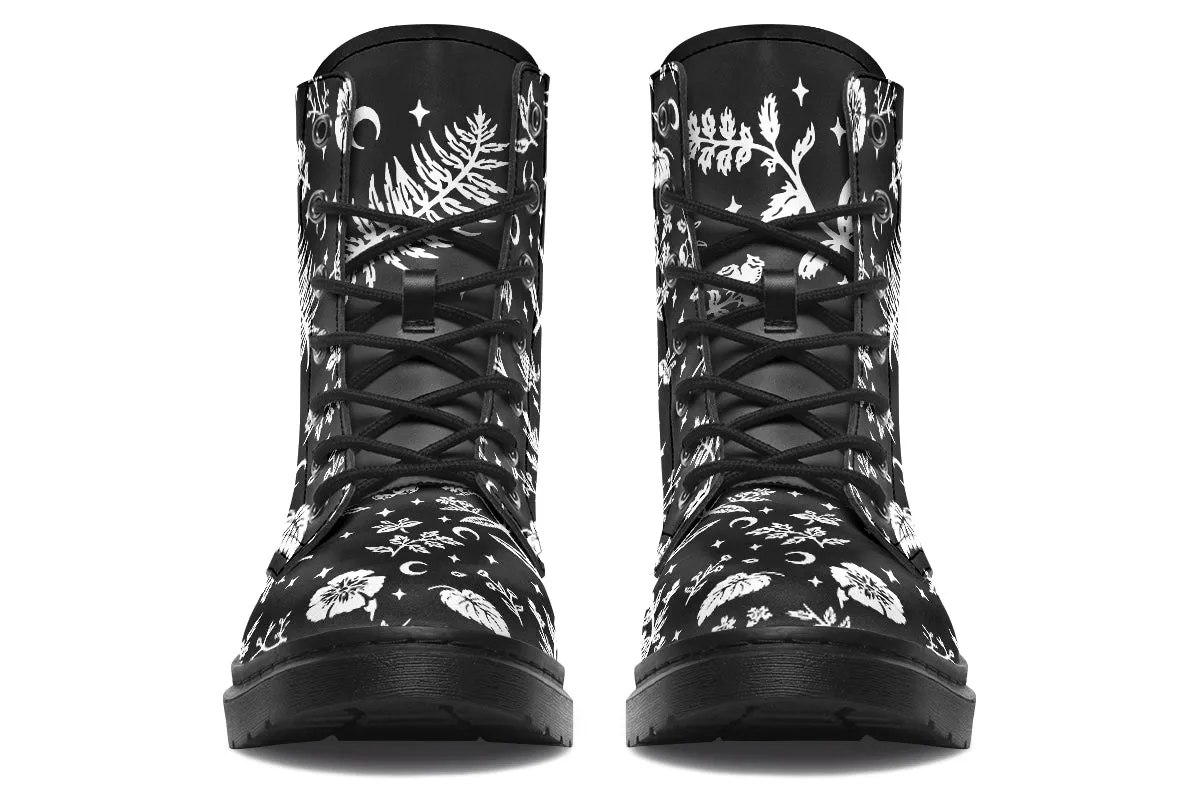 Green Witch Boots - Vegan Leather Doc-Style Boots with Durable Stitched on Soles