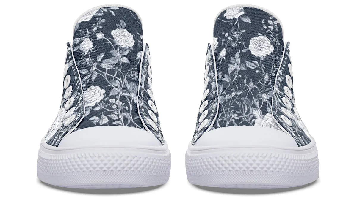 Grey Rose Romance Low Tops - Classic Premium Canvas Shoes with Comfortable and Durable Soles