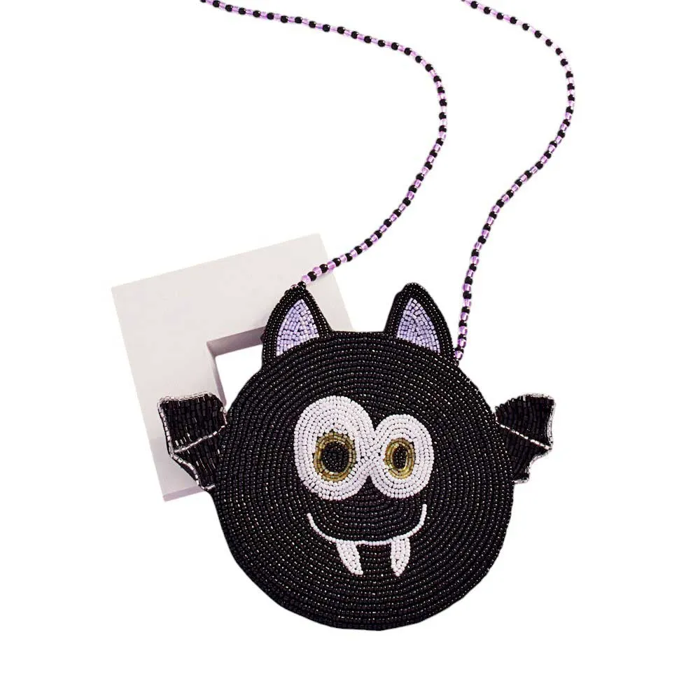 Halloween Bat Beaded Mini Crossbody Bag