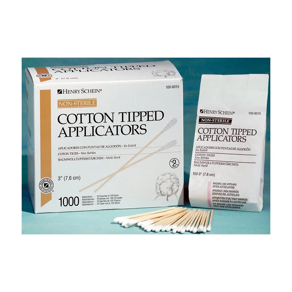 HS Applicator Cotton Tipped Non Sterile 6" Wood Handle 1000/Box