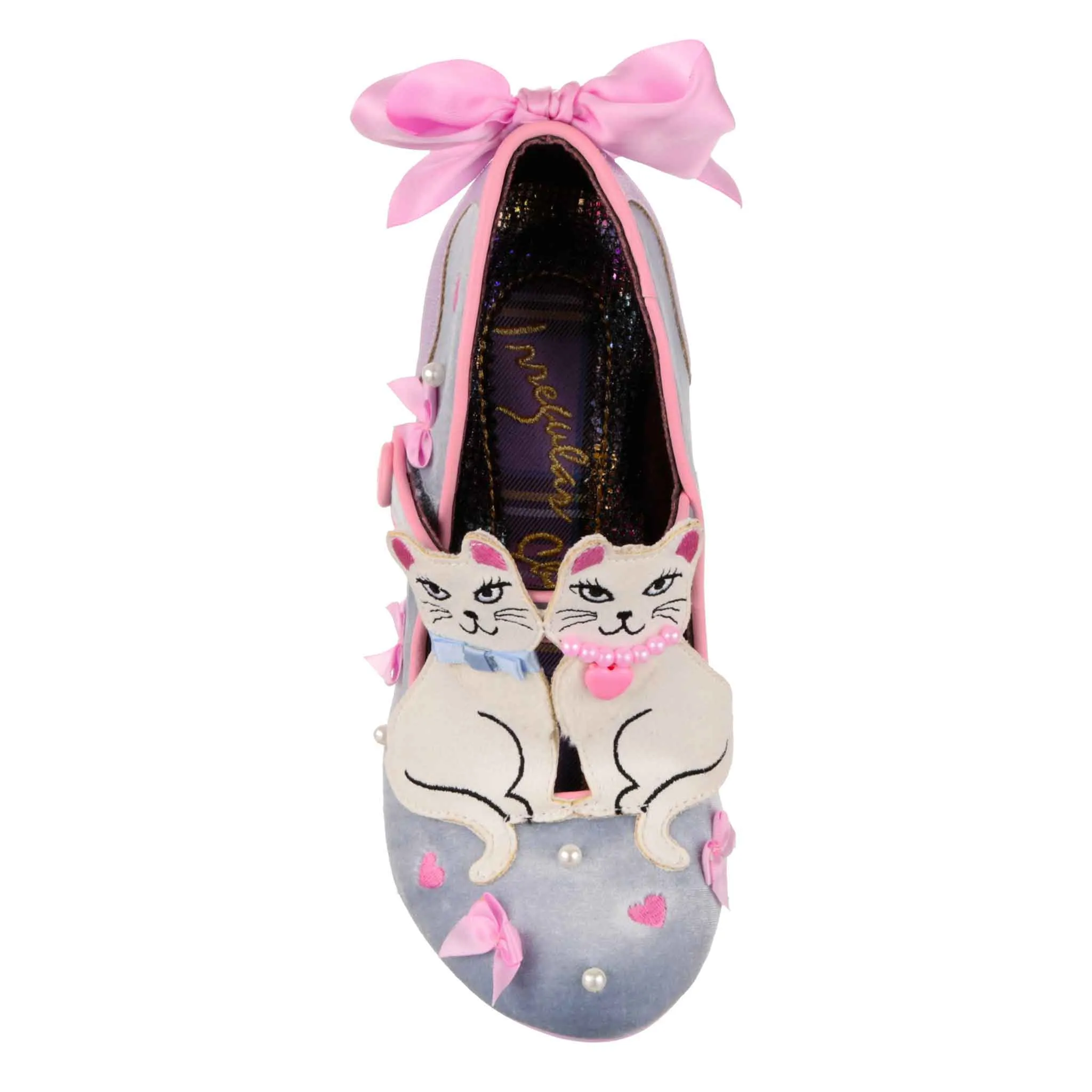 Irregular Choice Womens Kitty Bow High Heels - Silver