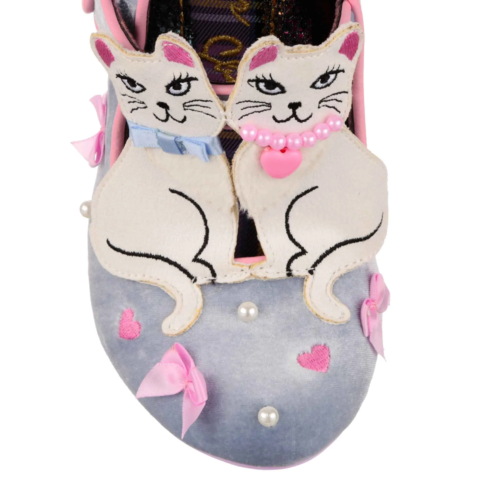 Irregular Choice Womens Kitty Bow High Heels - Silver