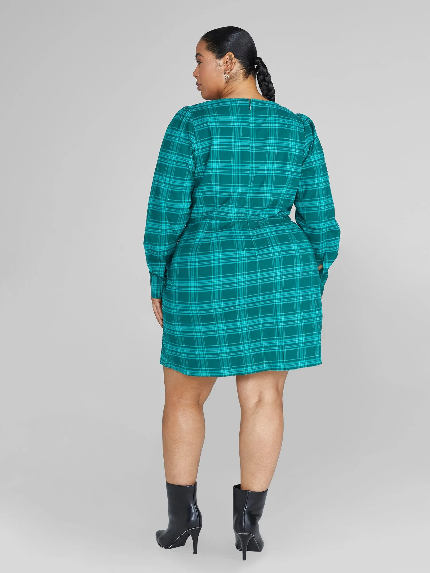 Kathleen Plaid Faux Wrap Dress