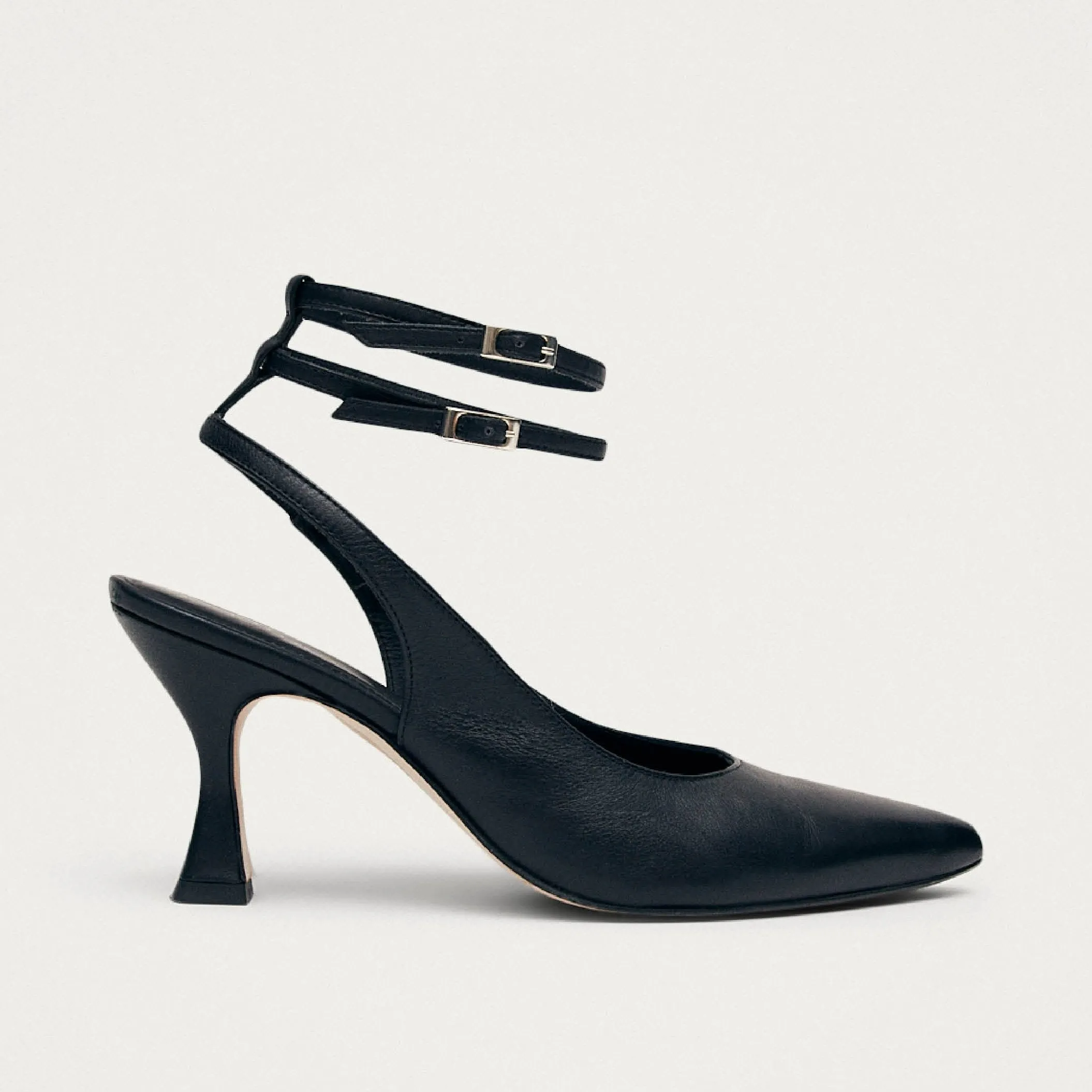 Louise Black Leather Pumps