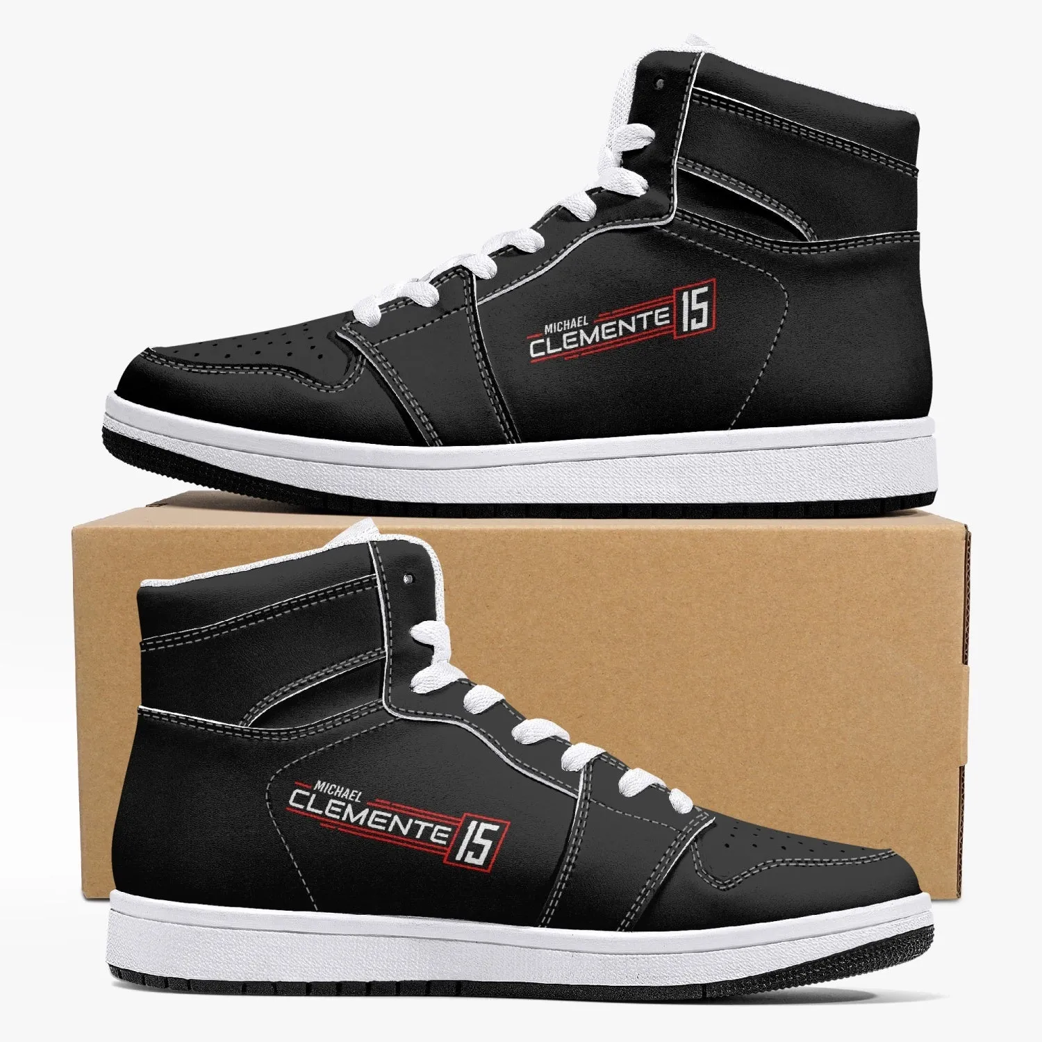 MICHAEL CLEMENTE 15 Ultimate High-Top Leather Sneakers - carbon white