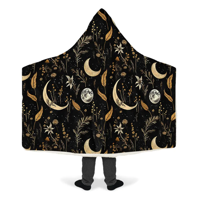 Moonlit Botanica Hooded Blanket - Cozy and Warm Wrap-around Blanket with Vegan Fur Lining and Hood