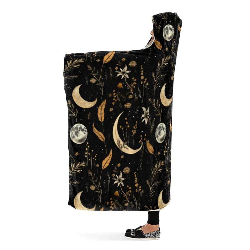 Moonlit Botanica Hooded Blanket - Cozy and Warm Wrap-around Blanket with Vegan Fur Lining and Hood