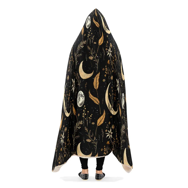 Moonlit Botanica Hooded Blanket - Cozy and Warm Wrap-around Blanket with Vegan Fur Lining and Hood