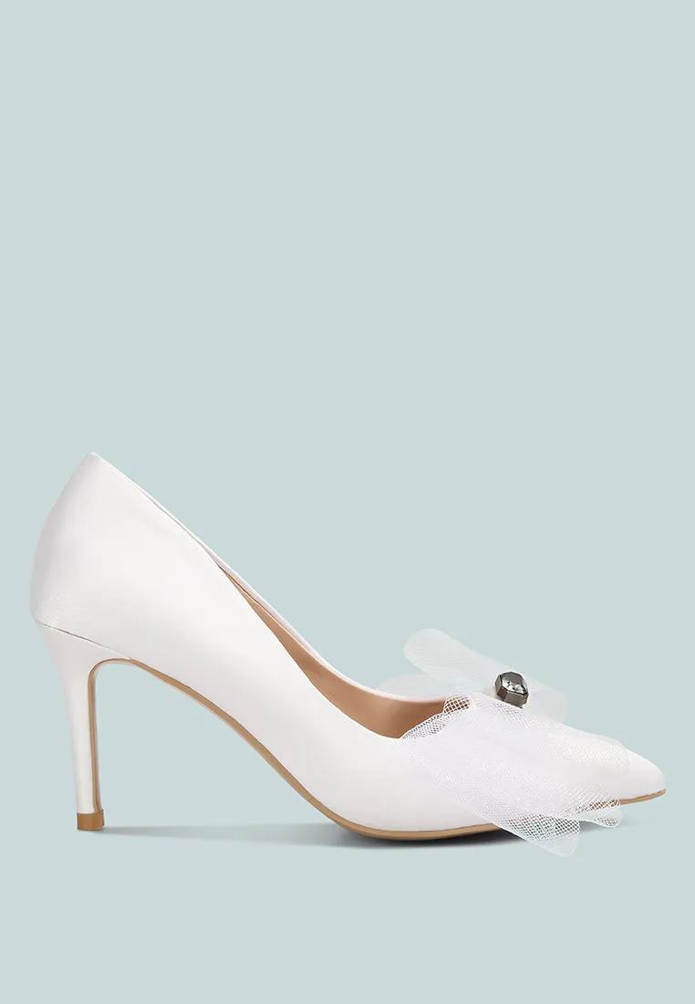 Odette Diamante Embellished Bow Stiletto Pumps By Ruw