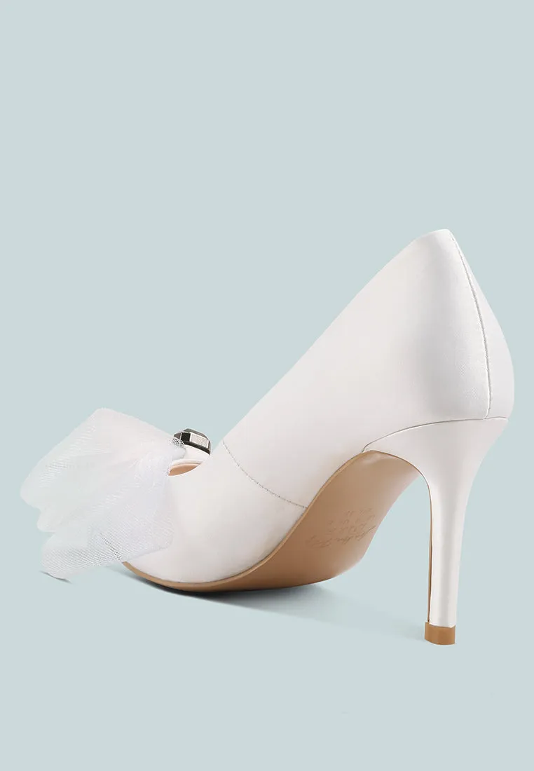 Odette Diamante Embellished Bow Stiletto Pumps By Ruw