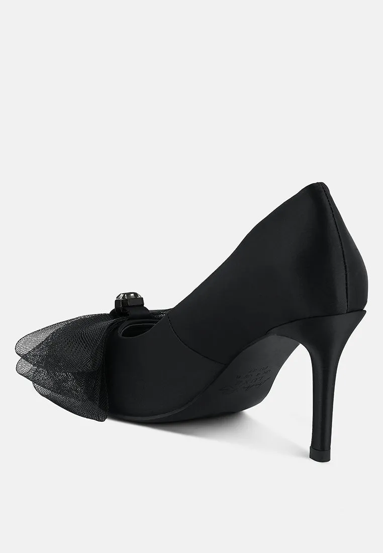 Odette Diamante Embellished Bow Stiletto Pumps By Ruw